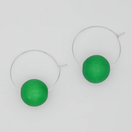 Green Ball Hoop Dangle Earrings SKU 24393 from Sylca Designs