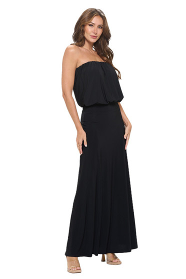 Side of the Tube Top Flowy Maxi Dress style MS1865 from Last Tango in the color black