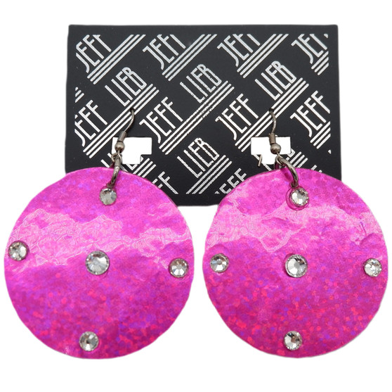 Hot Pink Round Pendant Earrings SKU 28550 from Jeff Lieb