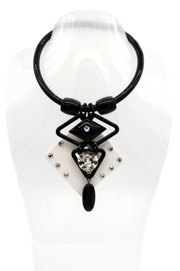 Black and White Geometric Rubber Necklace SKU 28589 from Jeff Lieb