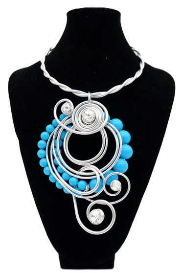 Turquoise Beads Twist Wire Necklace SKU 28618 from Jeff Lieb