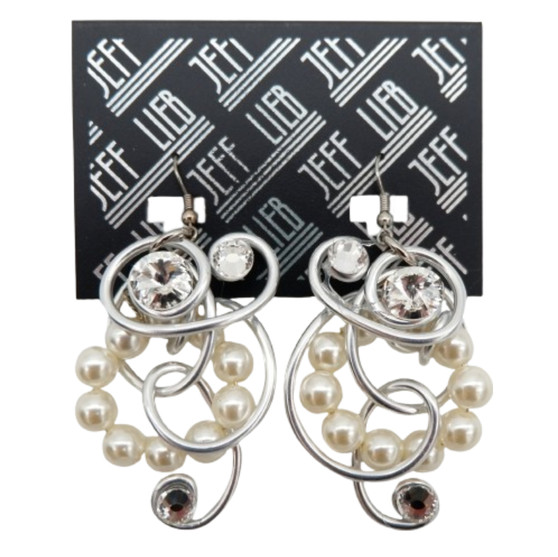 Silver Wire and Pearls Pendant Earrings SKU 28650 from Jeff Lieb