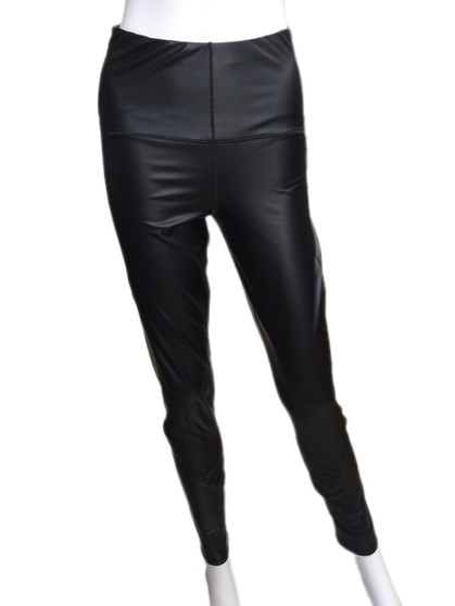 Front of the Leatherette Leggings from Eva Varro in the color black