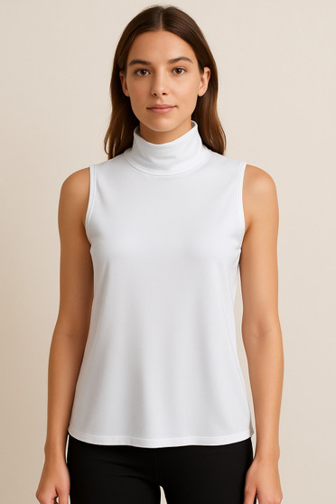 Front of the Mock Neck Sleeveless Top style 10227 from Soft Works in the color off white