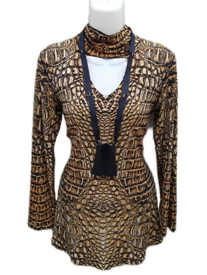 Front view of the Keyhole Top from Eva Varro in the crocodile print