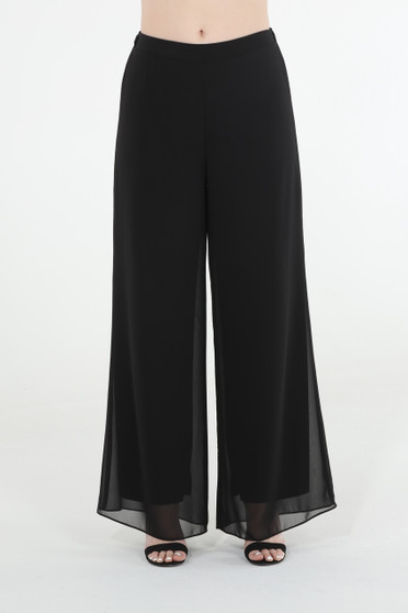 Front of the Chiffon Pull-On Wide Leg Pants style P1925 from Last Tango in the color black