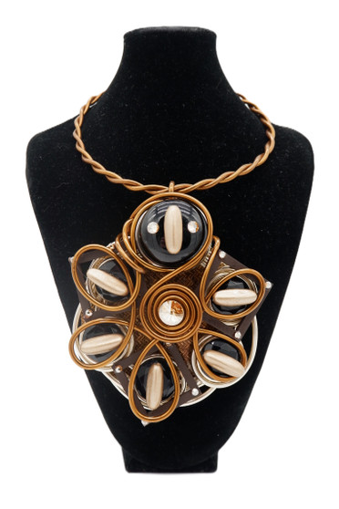 Brown & Black Twist Wire Statement Necklace SKU 29588 from Jeff Lieb