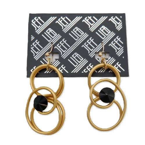 Black Crystal & Gold-Tone Loop Earrings SKU 29612 from Jeff Lieb