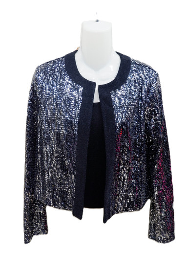 Front of the Open Front Sparkle Jacket style MS1972-272 from Last Tango in the colors black and silver