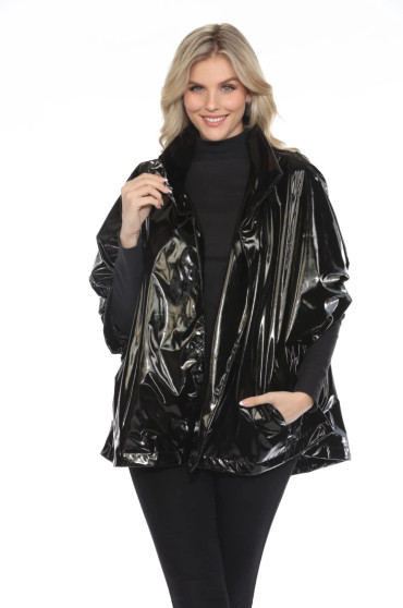 Front of the Patent Faux Leather Caplet style J2528 from Lindi in the color black