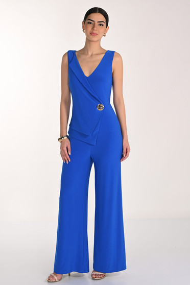 Front of the Criss Cross Wrap Jumpsuit style 268041 from Frank Lyman in the color bright blue