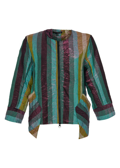 Front of the Striped Metallic Arturo Jacket style IL2650 from Kozan in the warm print
