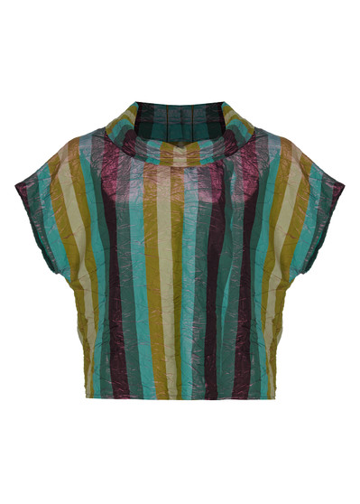 Front of the Suki Striped Cowl Neck Top style IL4084 from Kozan in the Warm print