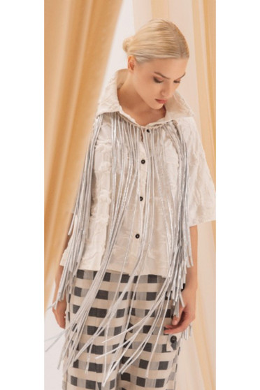 Front of the Silver Sonn Fringe Necklace style AC335 from Kozan