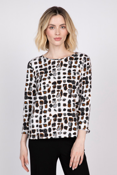 Front of the Dot Print Layering Tee style 321359 from Olivia in the color black