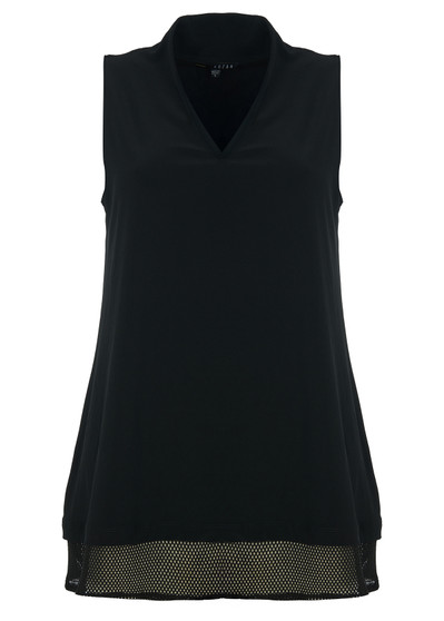 Front of the V-Neck Tunic with Net Hem style NW-4952 from Kozan in the color black