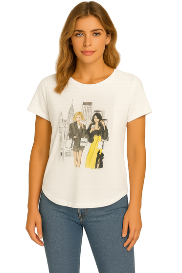 Front of the Shopping Girls Tee style 261210 from Orly in the color white