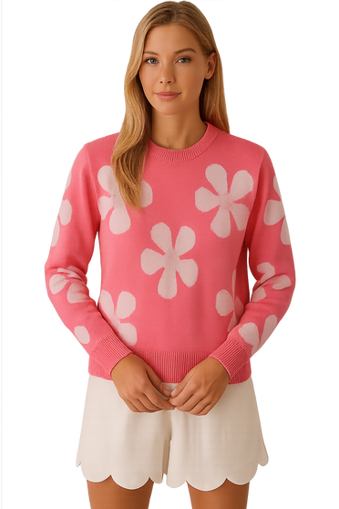 Front of the Flower Sweater style 261122 from Orly in the color pink