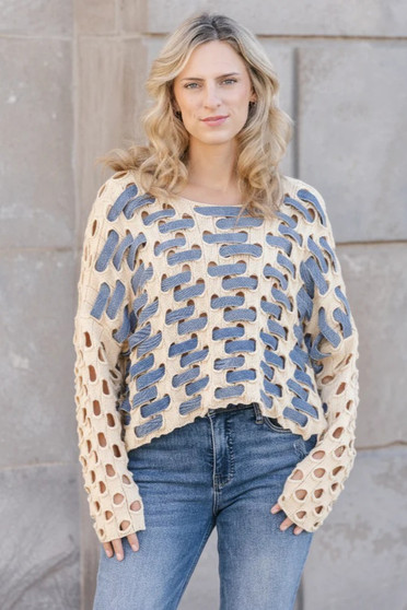Front of the Knit Lenora Topper style 5377 from Shannon Passero in the color cream