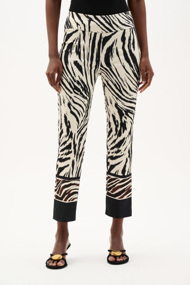 Front of the Millennium Printed Straight Pull-On Pants style 262206 from Joseph Ribkoff in the colors beige/multi