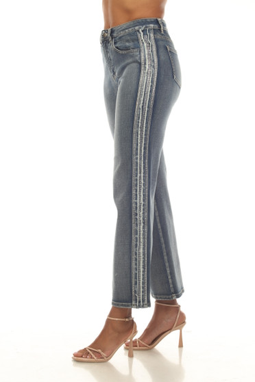 Side of the Rhinestone Side Band Jeans style Z13361 from AZI Jeans in the color denim