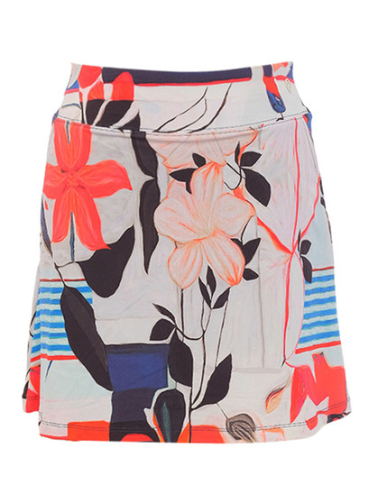 Front of the Interlaced Print Skort style 36243 from Dolcezza in the multi print