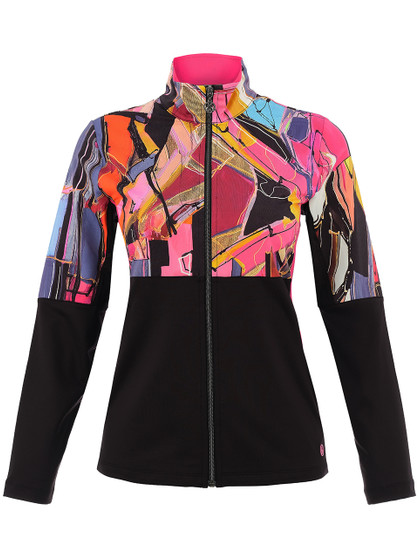 Front of the Baisti Print Zip Jacket style 36293 from Dolcezza in the multicolor print