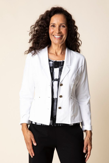Front of the Stonewash Blazer Jacket style 31521 from Habitat in the color white