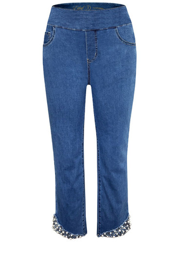 Front of the Mermaid Pearl Capri Jeans style P36BWDP from Ethyl in the color blue