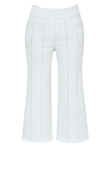 Front of the Stardust Wide Leg Cropped Capris style P601WHB from Ethyl in the color white