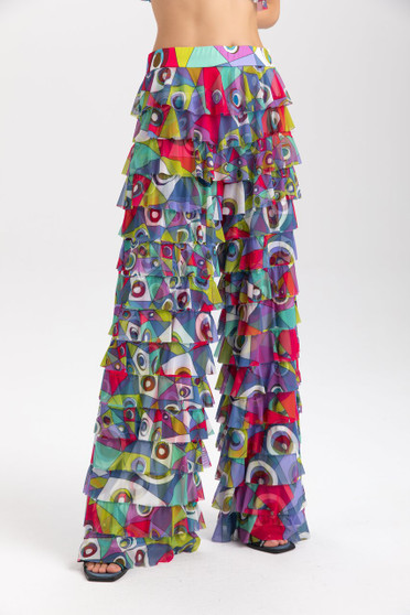 Front of the Mesh Cha Cha Pants style 411-9725 from Isle in the multicolor print