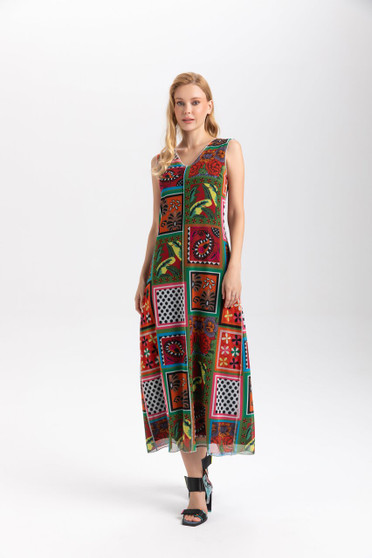 Front of the Juliana Mesh Maxi Dress style 425-15750 from Isle in the multicolor print