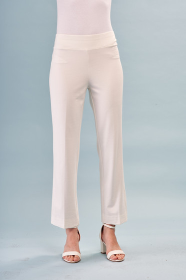 Front of the Solid Modern Bootcut Scuba Pants style BCP8909MBA from Insight in the color white
