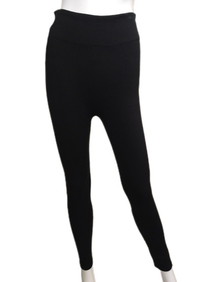 Front of the Fleece Bamboo Leggings from Pure Essence in the color black