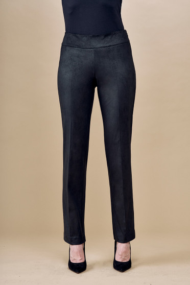 Front of the Vegan Leather Straight Pants from Insight in the color black