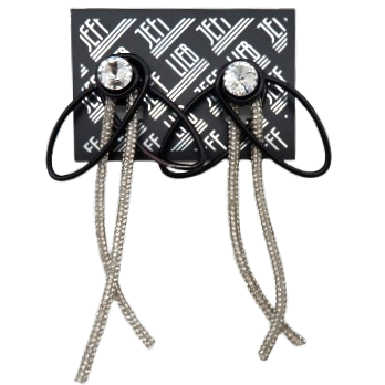 Black Rhinestone Tassel Stud Earrings SKU 30712 from Jeff Lieb