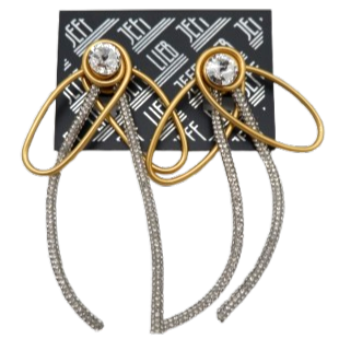 Gold-Tone Rhinestone Tassel Stud Earrings SKU 30714 from Jeff Lieb