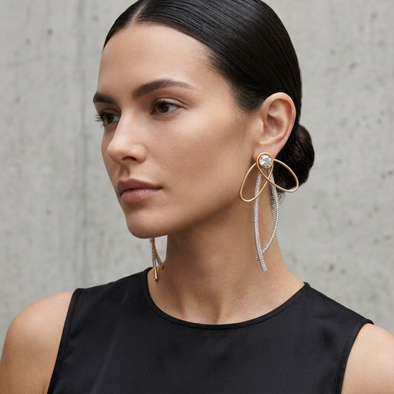 Gold-Tone Rhinestone Tassel Stud Earrings SKU 30714 from Jeff Lieb