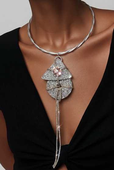 Glitter Silver Twist Wire Necklace SKU 30723 from Jeff Lieb