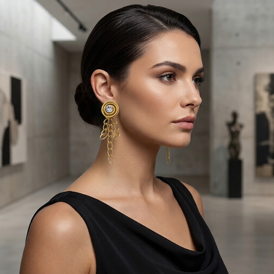 Gold-Tone Chain Link Stud Earrings SKU 30734 from Jeff Lieb
