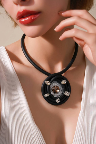Black Spiral Rubber Necklace SKU 30751 from Jeff Lieb
