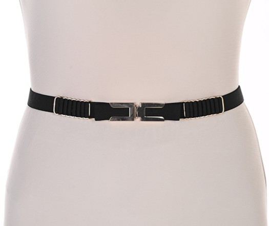 Skinny Stretch Knit Belt style A26305 from Frank Lyman in the colors black and gold