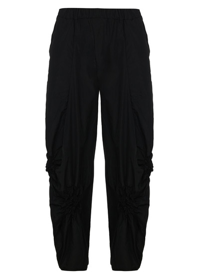 Front of the Almila Rosette Crinkle Pants style BL-3023 from Kozan in the color jet black