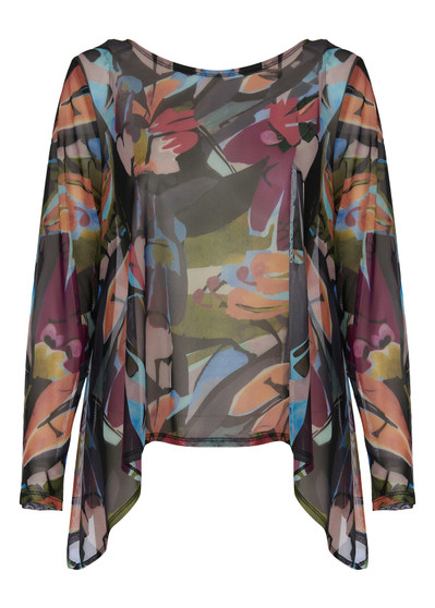 Front of the Botanica Print Mila Mesh Topper style CL-411765 from Kozan