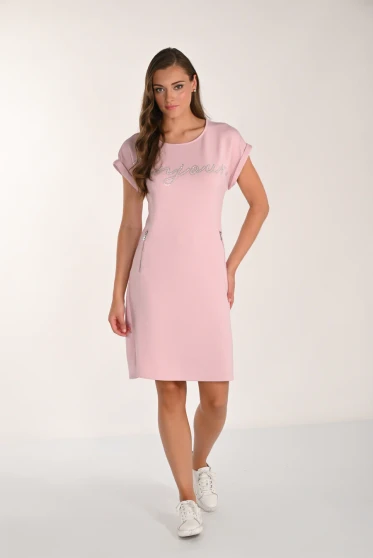 Front of the Bling Bonjour Knit Dress style 261150 from Frank Lyman in the color pink