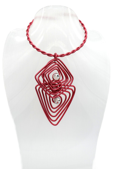 Red Triangular Twist Wire Necklace SKU 31201 from Jeff Lieb