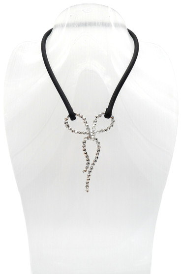 Rhinestone Bow Rubber Statement Necklace SKU 31208 from Jeff Lieb