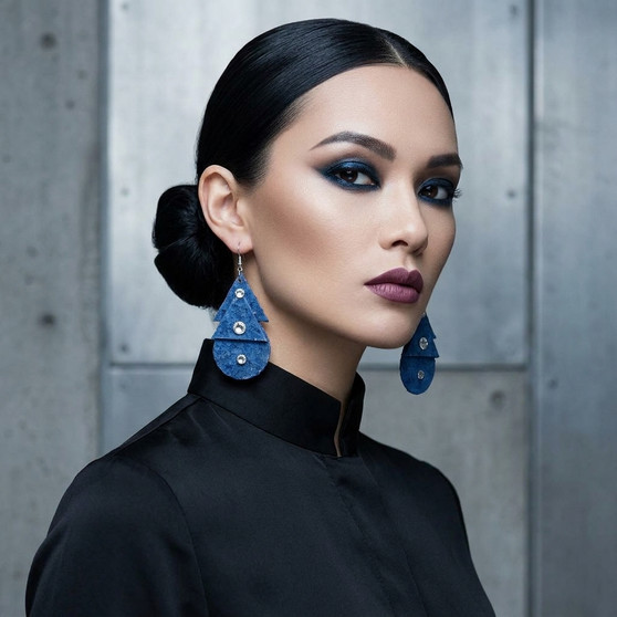 Denim Blue Geometric Pendant Earrings SKU 31215 from Jeff Lieb
