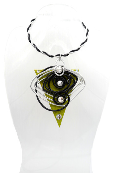 Chartreuse & Black Twist Wire Necklace SKU 31229 from Jeff Lieb