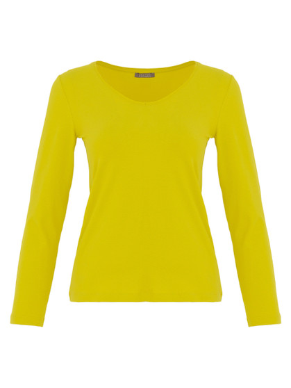 Front of the V-Neck Long Sleeve Top style 76502 from Dolcezza in the color lime